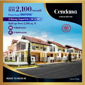 Cendana | 2-Storey Superlink | 24' x 70' | Price starting From RM2100/month @ Puncak Bestari